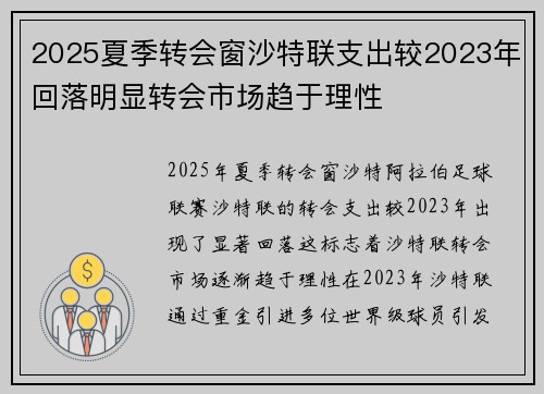 2025夏季转会窗沙特联支出较2023年回落明显转会市场趋于理性